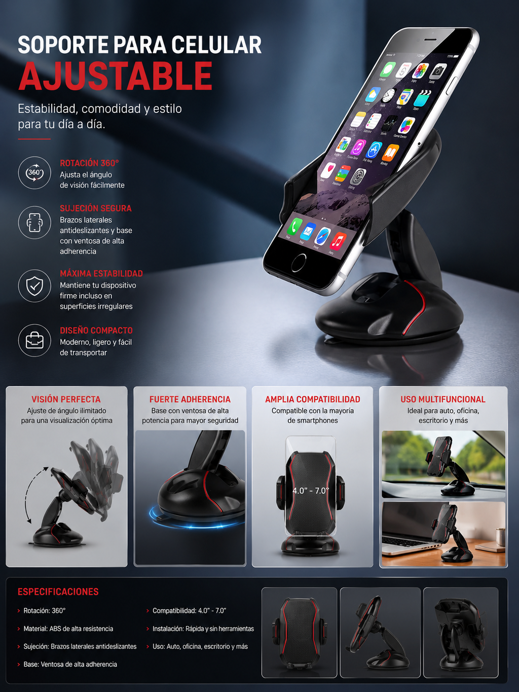 Soporte para teléfono móvil SuperGrip