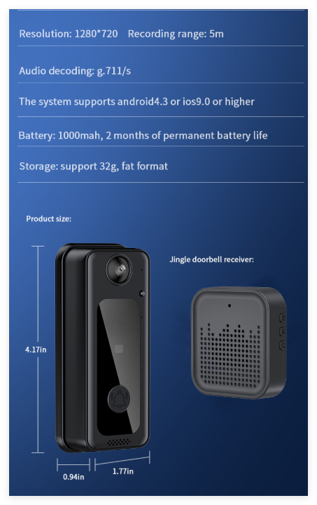 Timbre Inteligente Inalámbrico para Puerta con WiFi